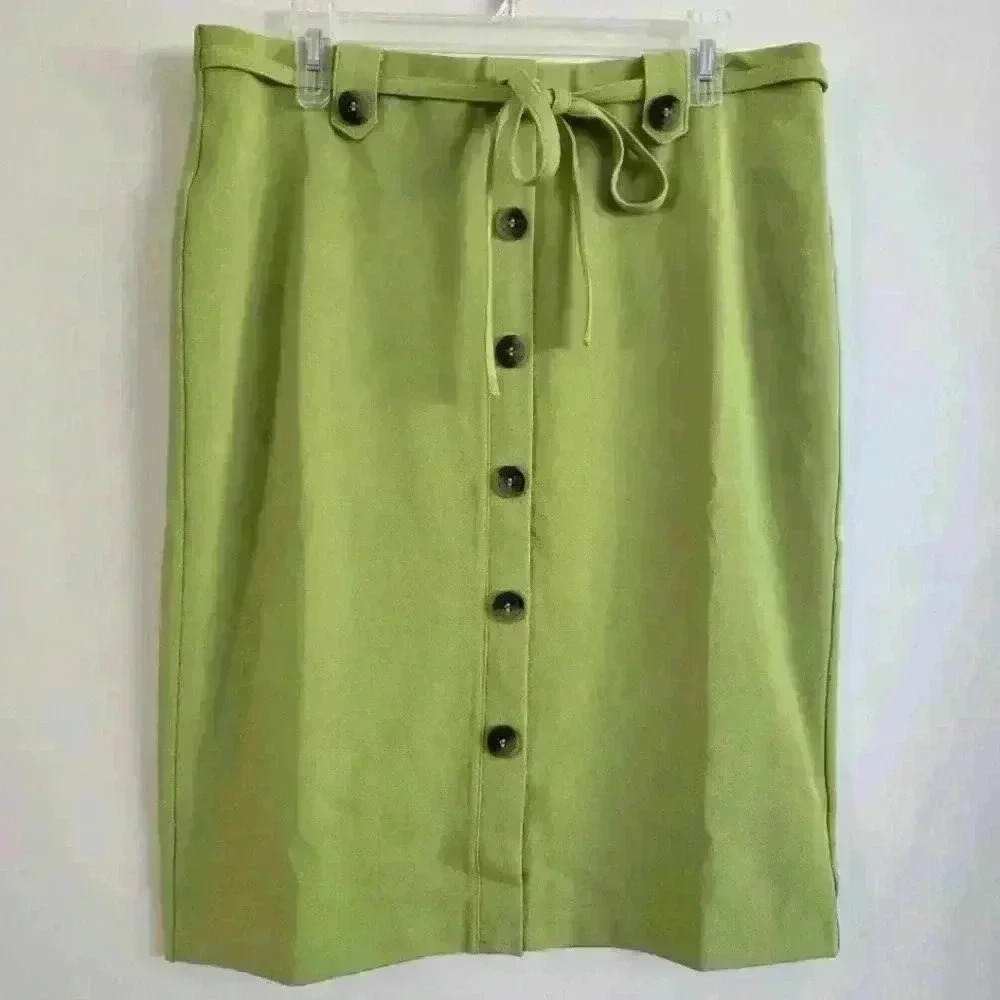 NYCC Women Pencil Skirt Stretch Avocado Green Size Large #159